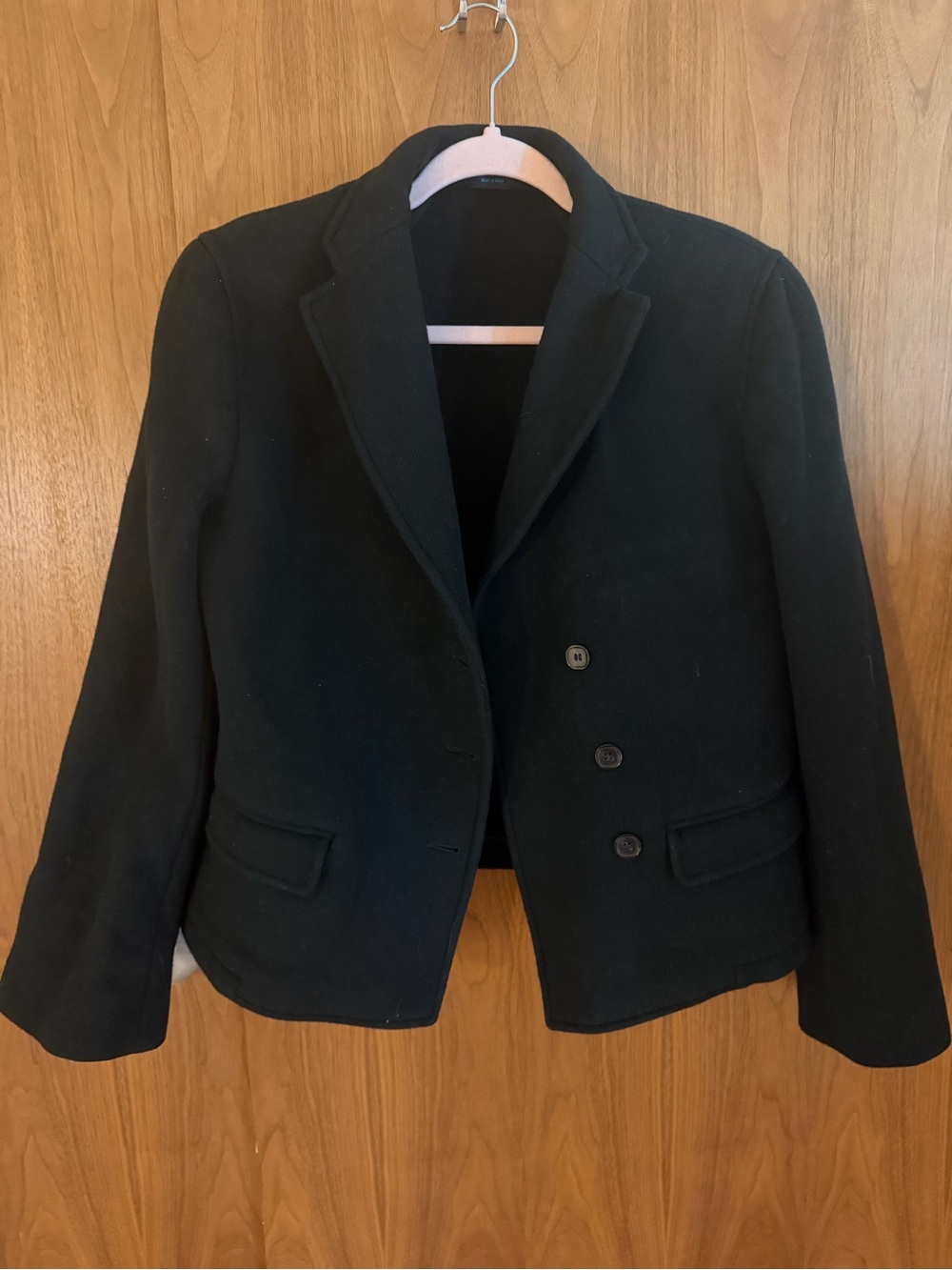 Women's Black Tailored Wool-Blend Blazer Jacket